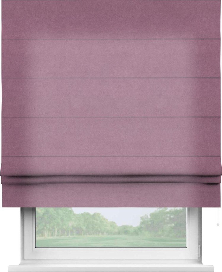Римская штора «Кортин» для проема, ткань вельвет лиловый
