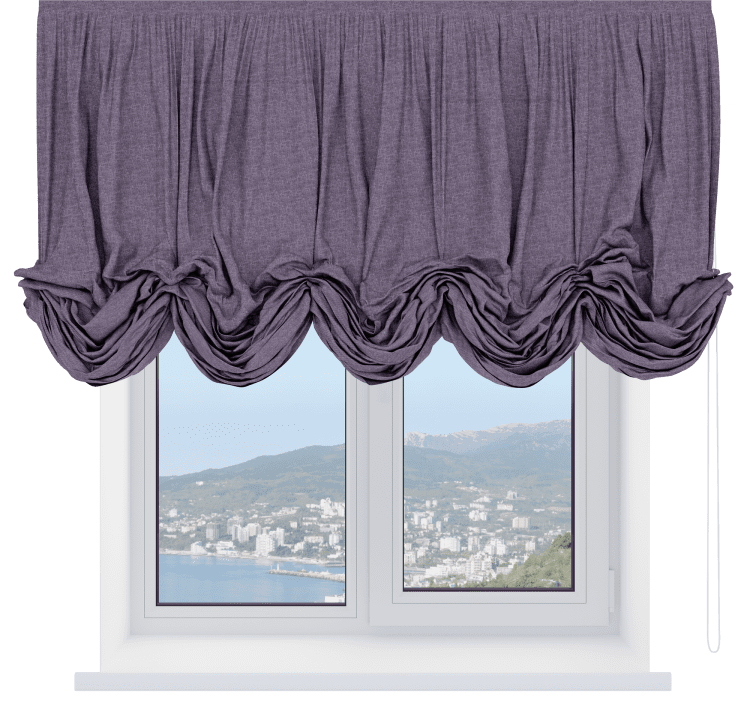 Австрийская штора «Кортин», ткань лён кашемир фиолетовый