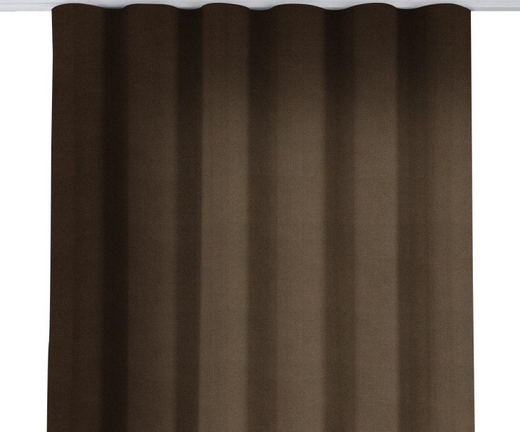 Комплект штор на тесьме «Волна», вельвет тёмно-коричневый